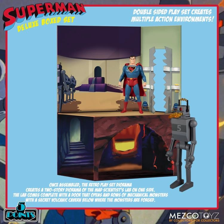 Mezco Toyz Superman: The Mechanical Monsters (1941) 5 Points Deluxe Boxed Set Action Figure