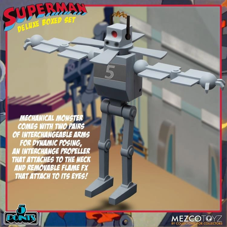 Mezco Toyz Superman: The Mechanical Monsters (1941) 5 Points Deluxe Boxed Set Action Figure
