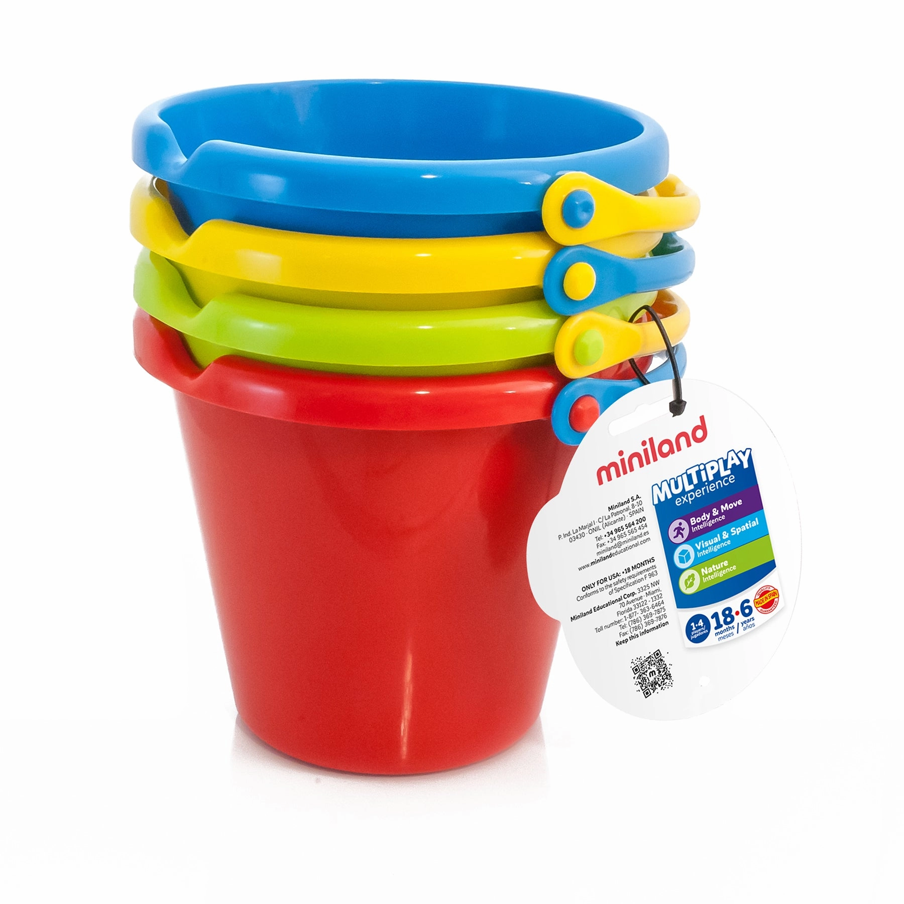 Miniland Colorful Play Buckets - Set of 4