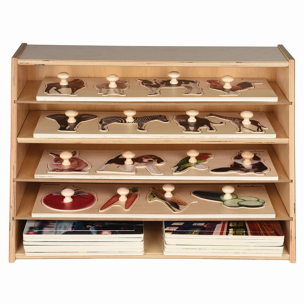 Multi-Level Puzzle Storage Station | Extra Wide Wooden Organizer for Puzzles