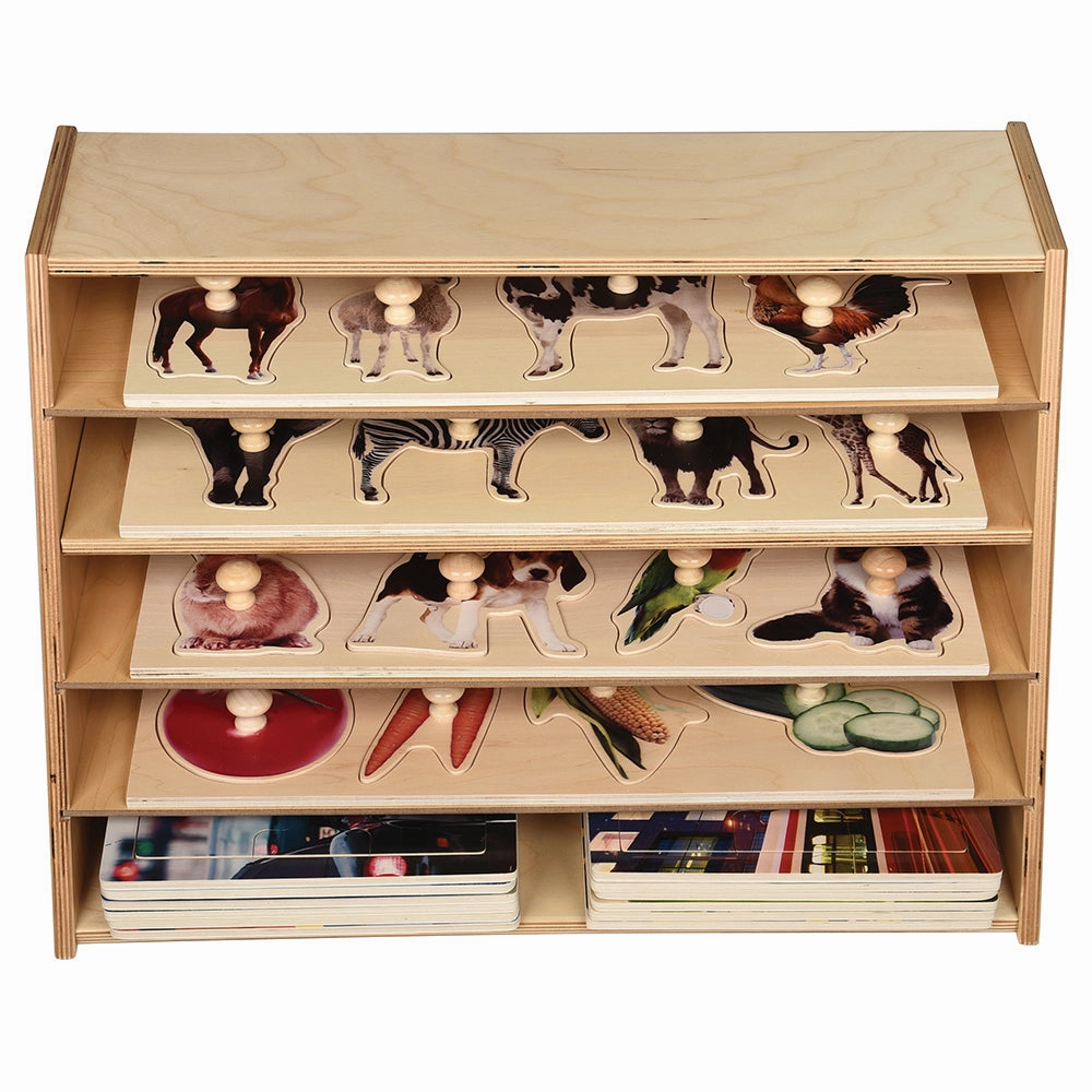 Multi-Level Puzzle Storage Station | Extra Wide Wooden Organizer for Puzzles