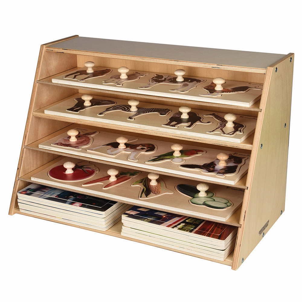 Multi-Level Puzzle Storage Station | Extra Wide Wooden Organizer for Puzzles