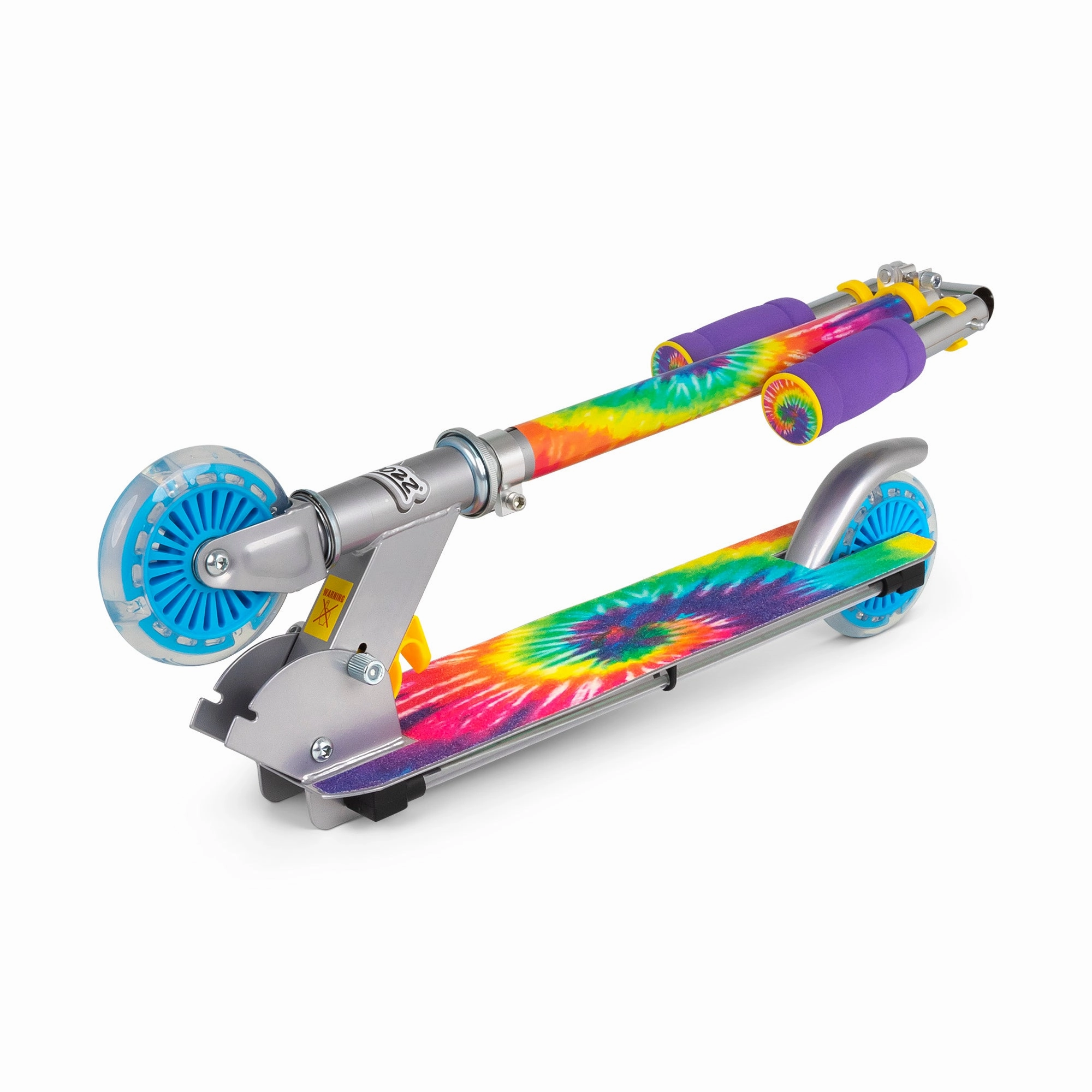 Ozbozz Flashing Scooter - Tie Dye with Light-Up Wheels and Foldable Design
