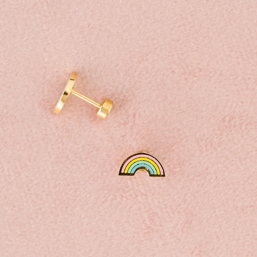 Pastel Rainbow Earrings - 18K Gold Plated, Hypoallergenic