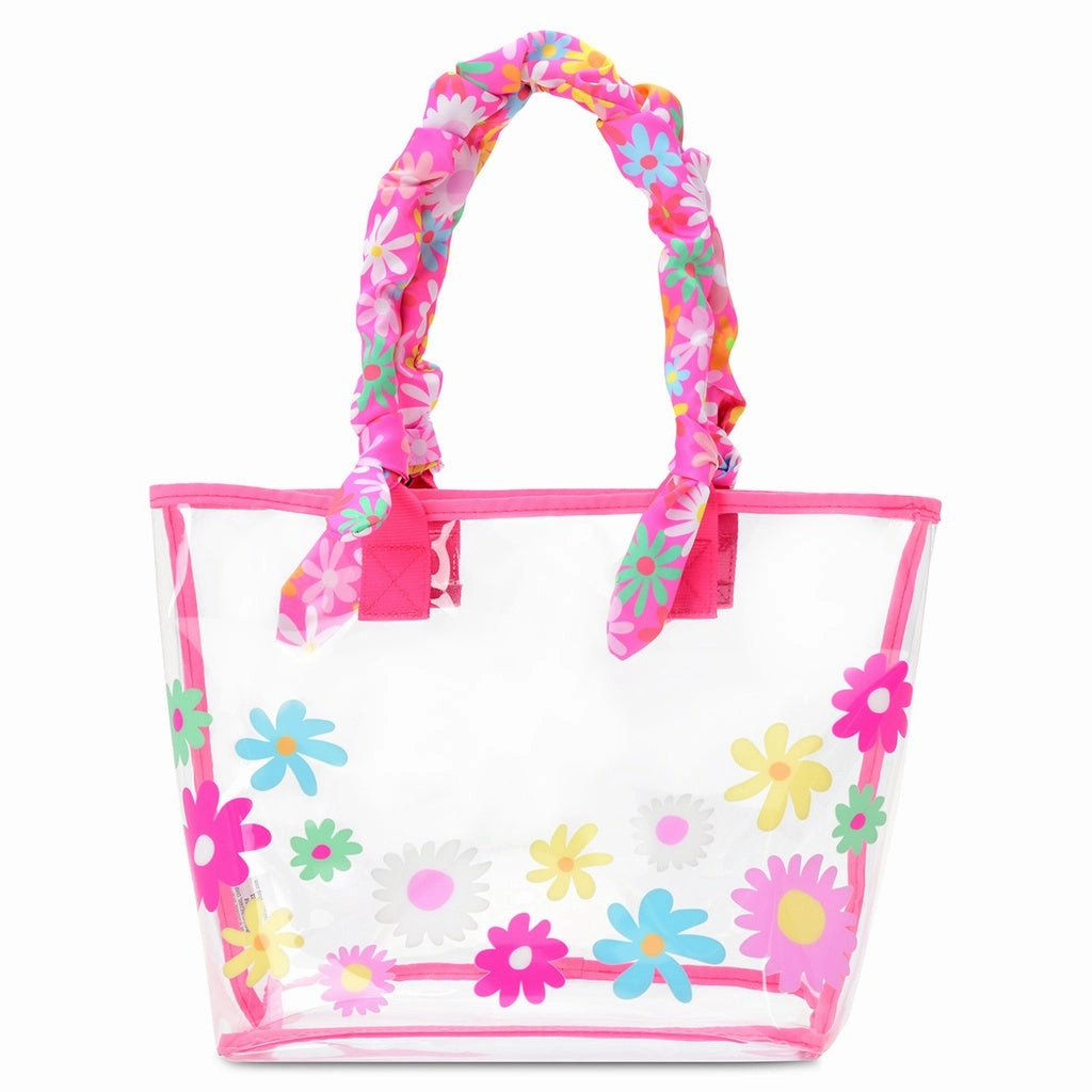 Puffy Flowers Clear Tote & Cosmetic Bag