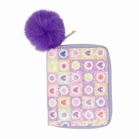 Purple Glitter Hearts Wallet
