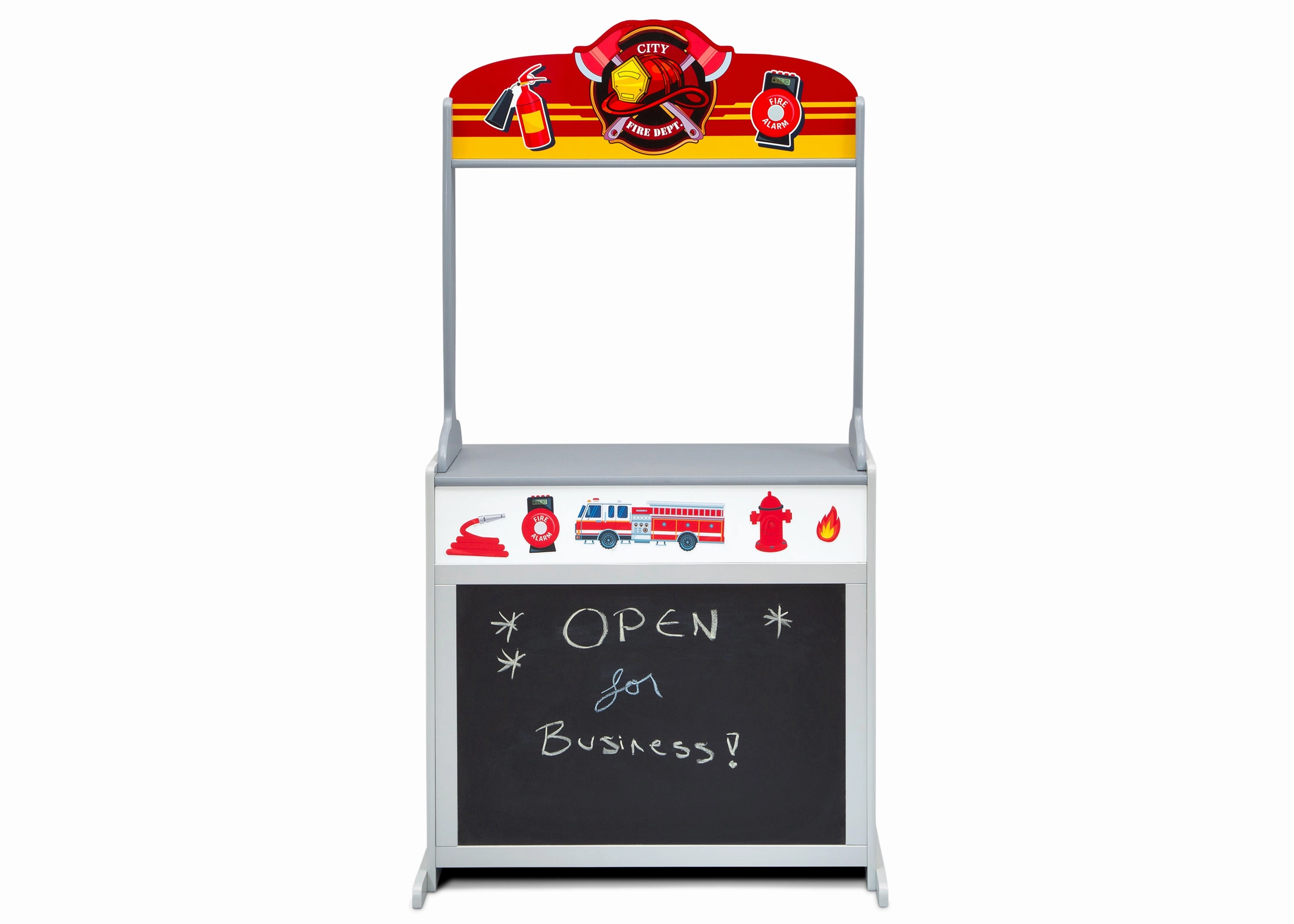 Reversible 4-in-1 Pretend Play Center with Chalkboard & Storage
