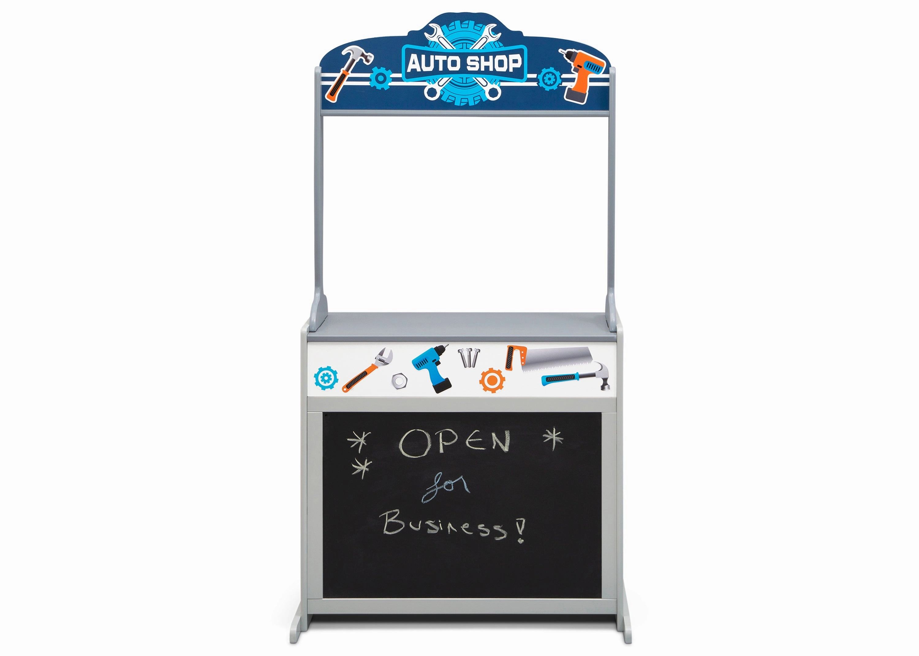 Reversible 4-in-1 Pretend Play Center with Chalkboard & Storage