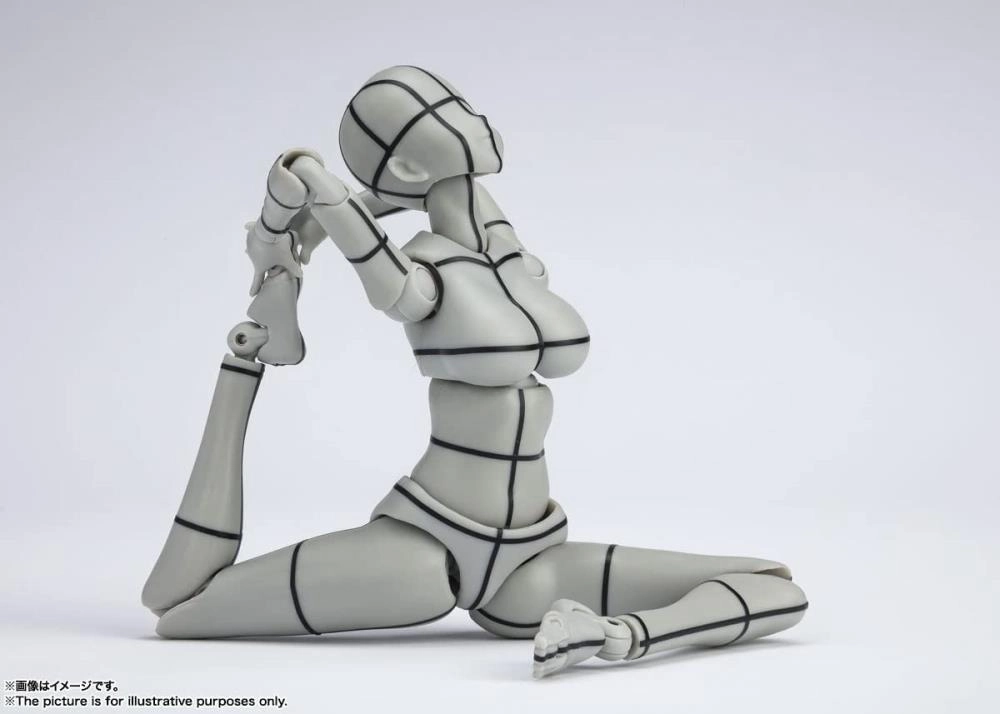 S.H. Figuarts Woman Female Body Chan (Yabuki Kentaro Ver.) Wireframe Gray Color Ver. Action Figure