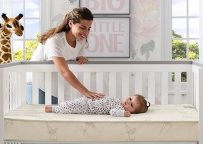 SlumberTime Naturally 4-Inch Mini Crib Mattress with 100% Cotton Fitted Crib Sheet