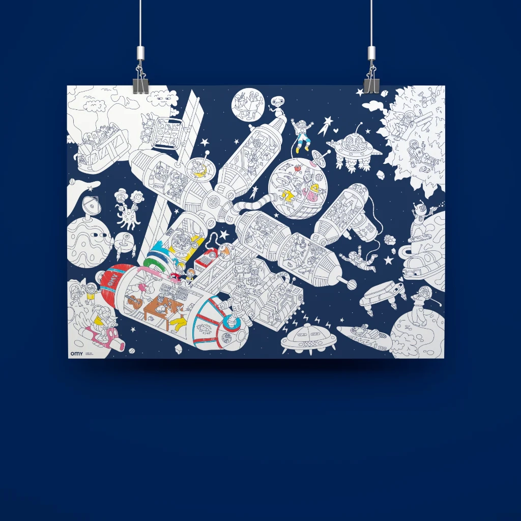 Space Station with Stickers Giant Poster