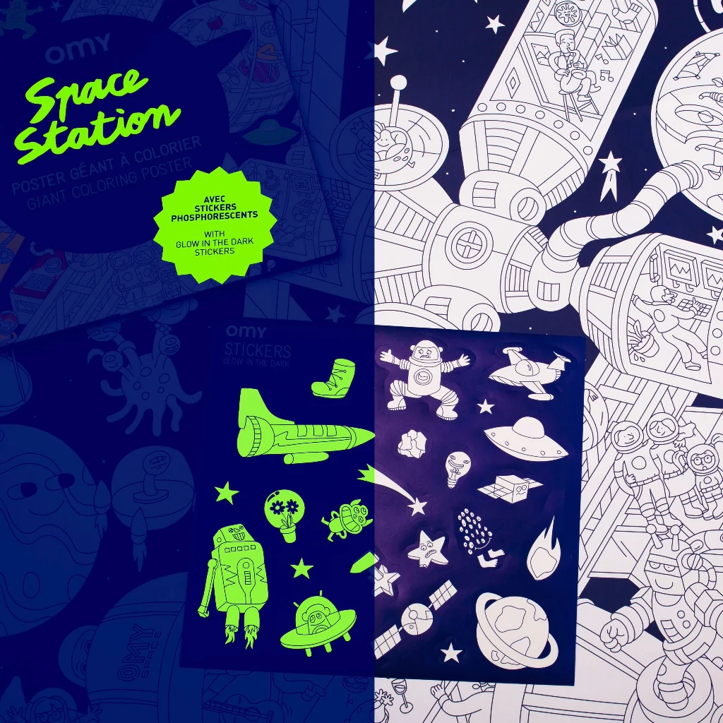 Space Station with Stickers Giant Poster