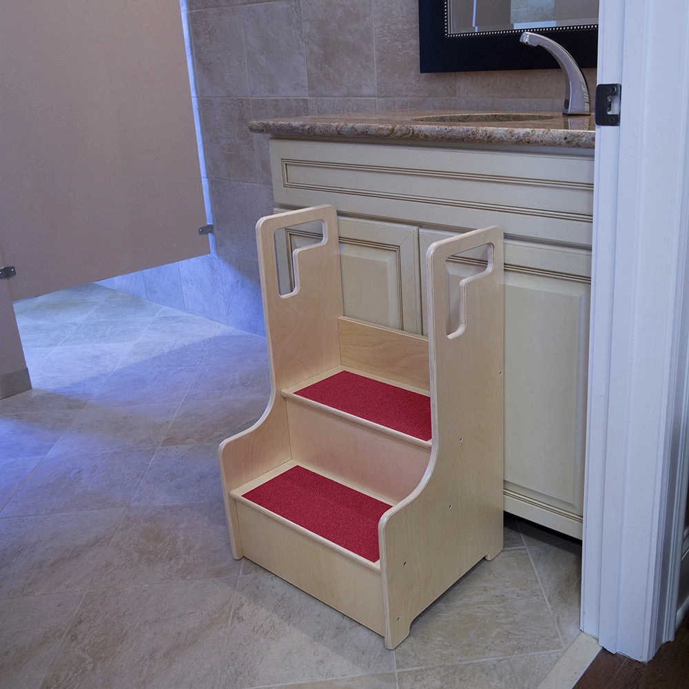 Step-Up-N-Wash Hardwood Step Stool | Slip-Resistant Design
