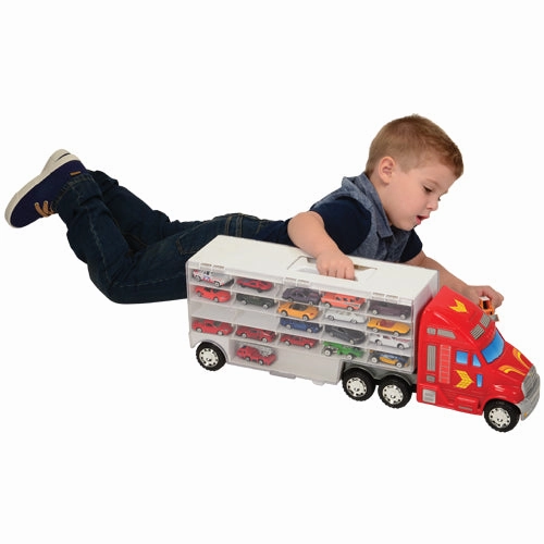Super-Rig Carrier for 44 Die-Cast Cars | Heavy-Duty 8-Wheel Storage Case with Handle