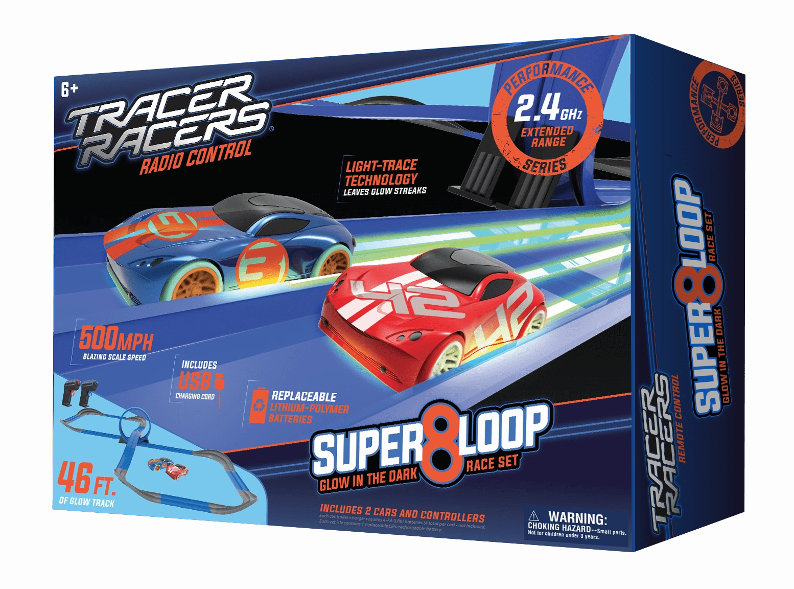 Tracer Racers Super 8 Speedway Glow-in-the-Dark RC Set