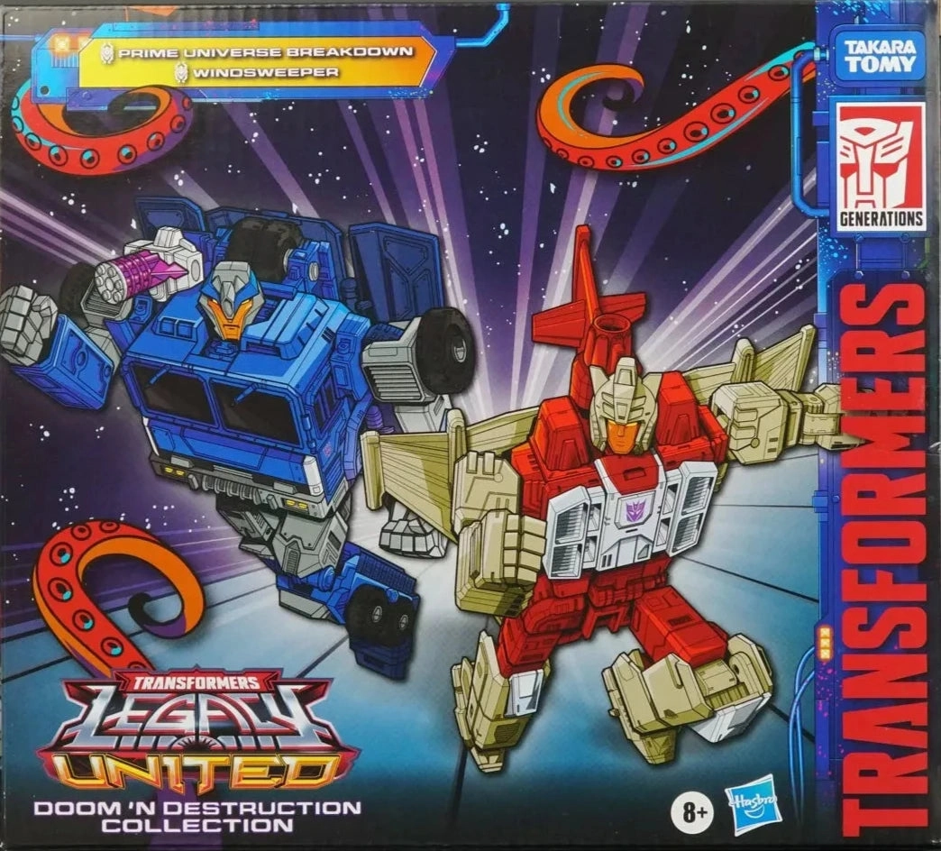 Transformers Generations Legacy United Deluxe Doom'n Destruction Collection 2 Pack (Prime Universe Breakdown, Windsweeper) Action Figure