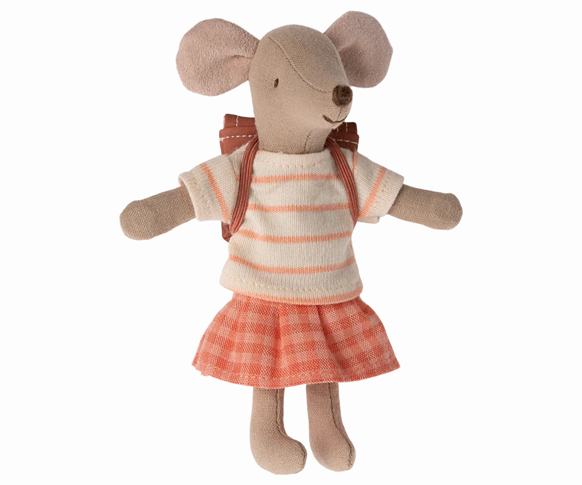 Tricycle Mouse, Big Sister with bag - Coral