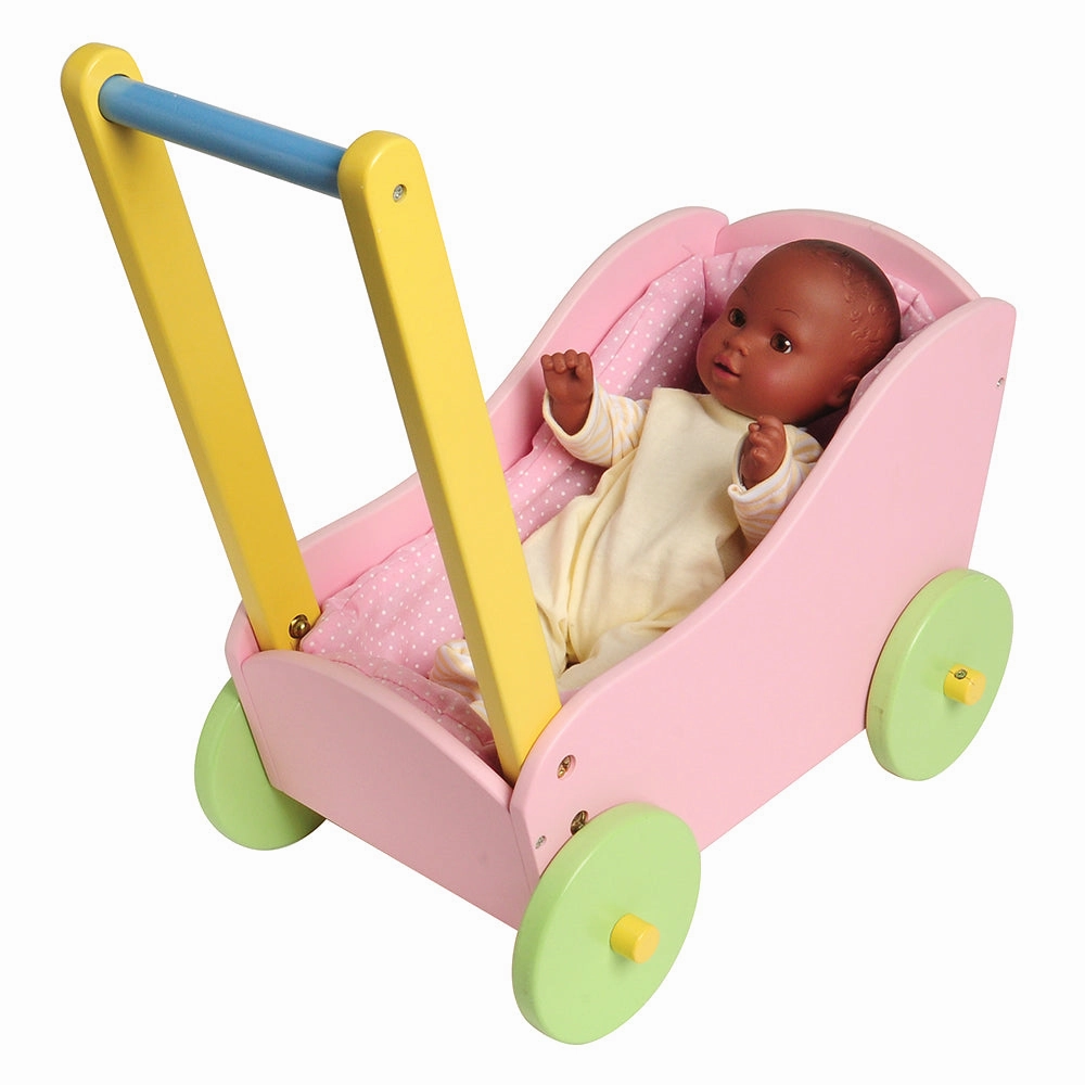 Wooden Doll Carriage with Soft Lining | For 12-15 Inch Dolls