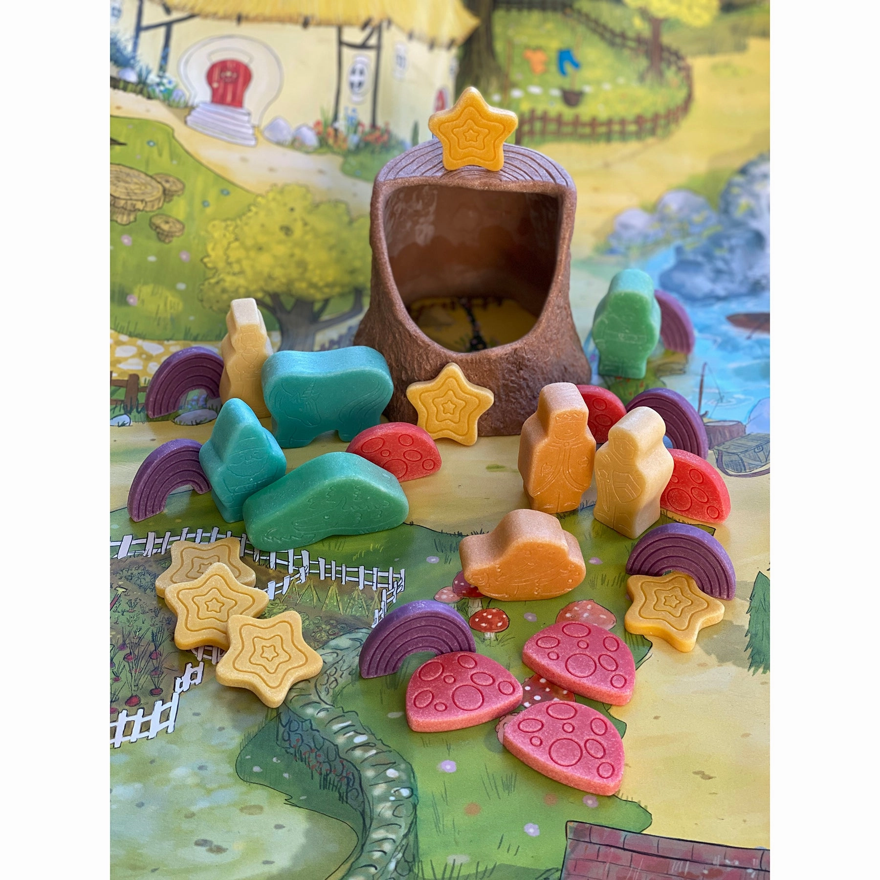 Yellow Door Fairy Tale Engraved Scenery Stones Play Set - 18 Pieces