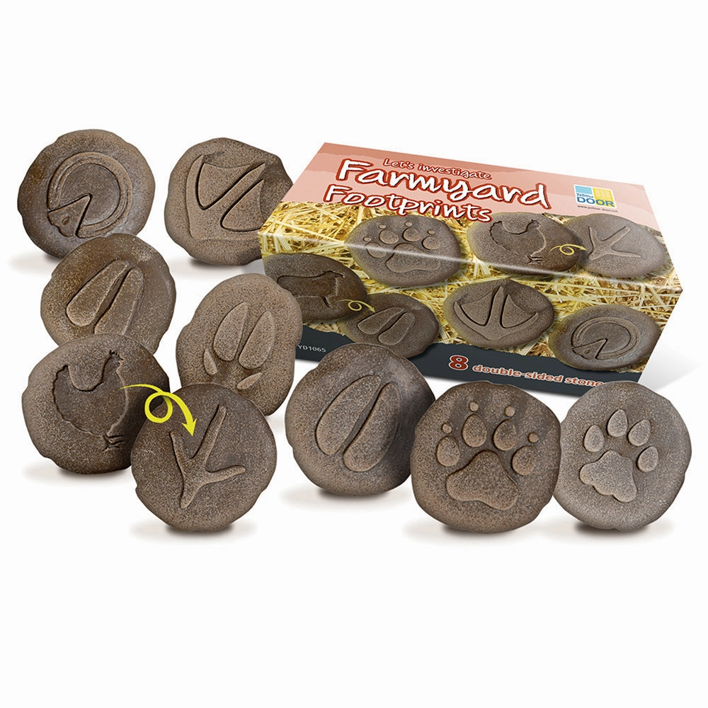 Yellow Door Let's Investigate Farm Yard Footprints Double-Sided Animal Stones